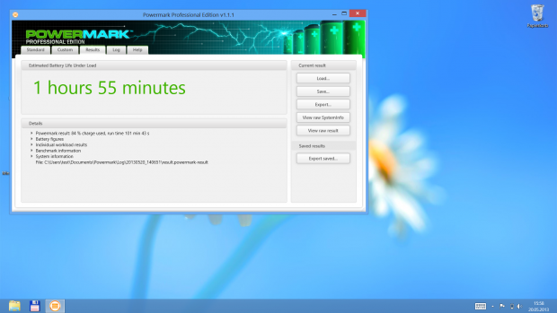 Laufzeitergebnis mit Powermark im Test Entertainment(Bild: Screenshot: Golem.de)